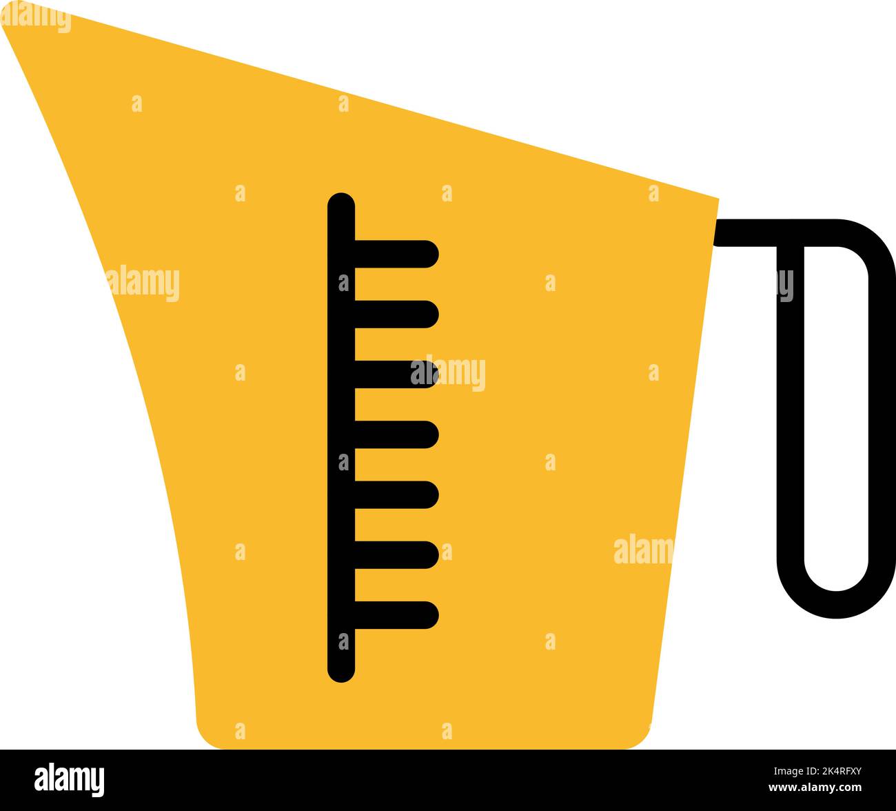 Yellow measuring cup, illustration, vector on a white background. Stock Vector