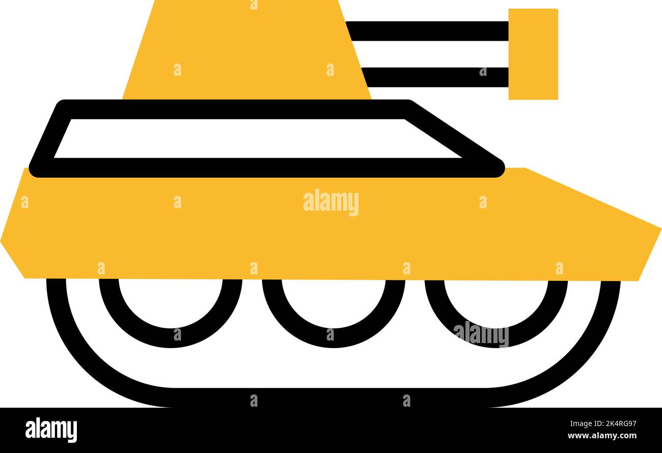 Yellow army tank, illustration, vector on a white background. Stock Vector