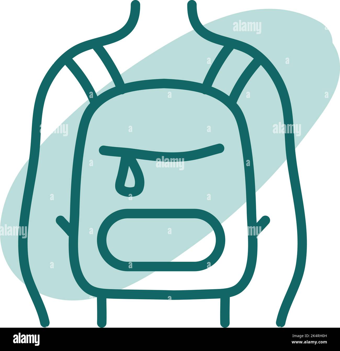 Boy wearing a blue backpack, illustration, vector on a white background