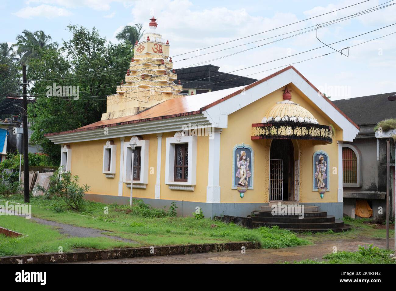 Small temple near Devaki Krishna Temple, it is Hindu temple located in Mashel, Chorao, Goa, India Stock Photo