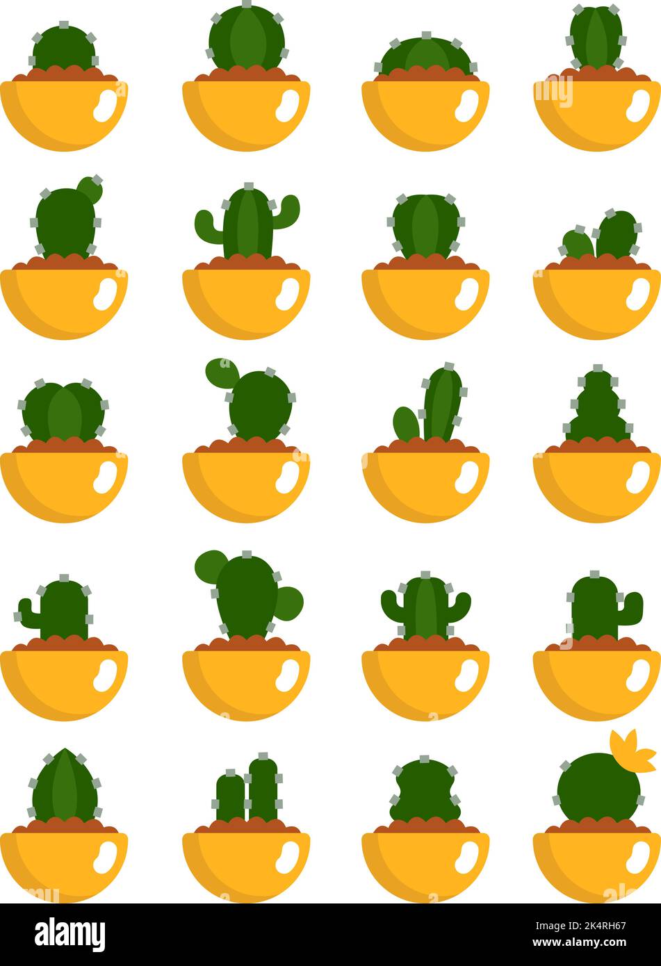 Types of cacti, illustration, vector on a white background Stock Vector ...