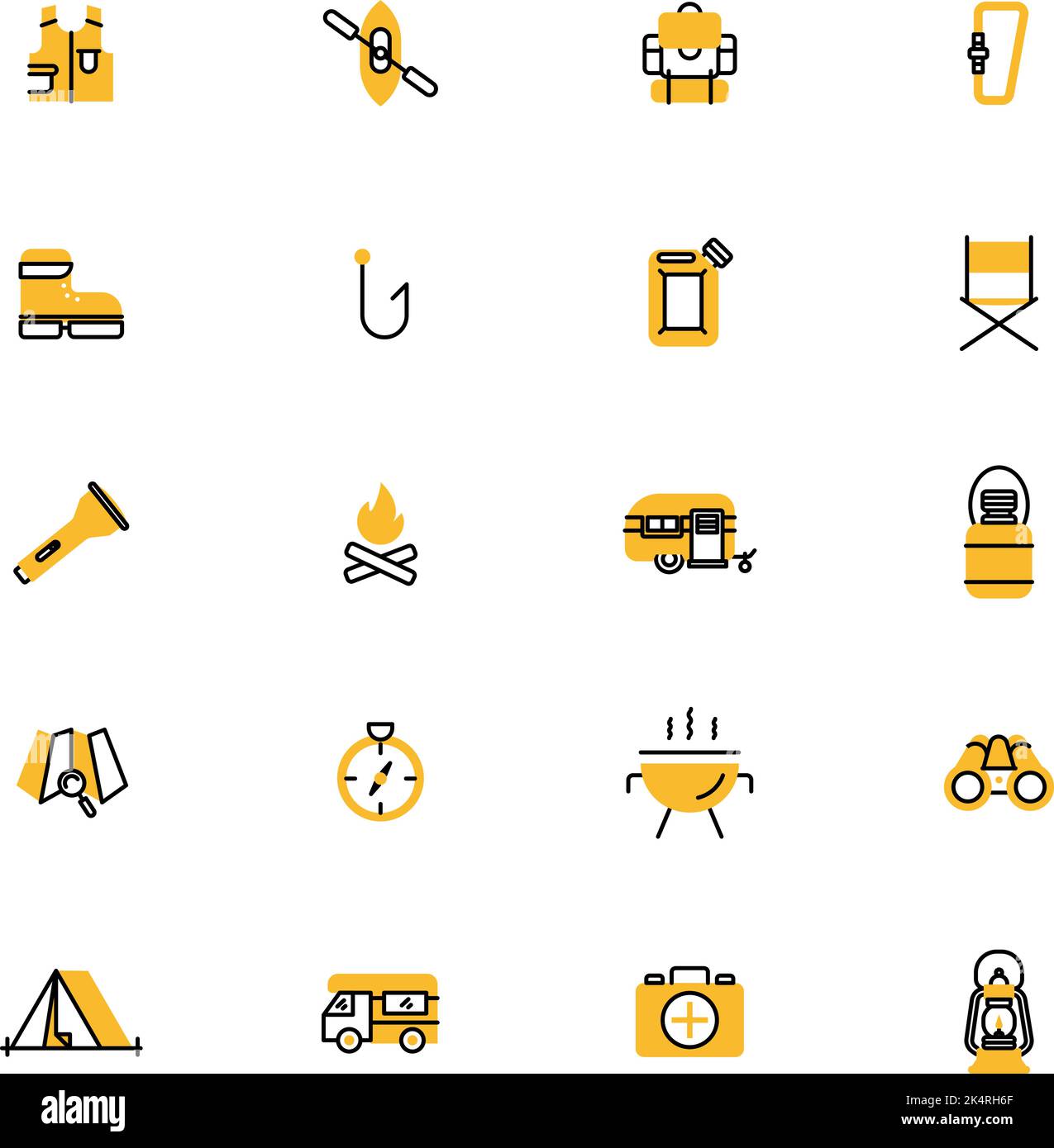 Camping trip, illustration, vector on a white background. Stock Vector