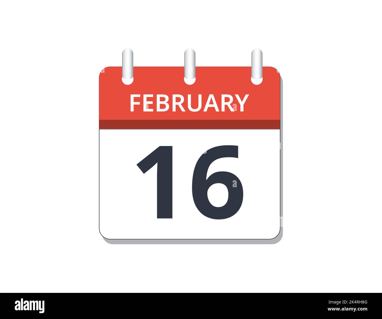 February, 16th calendar icon vector, concept of schedule, business and