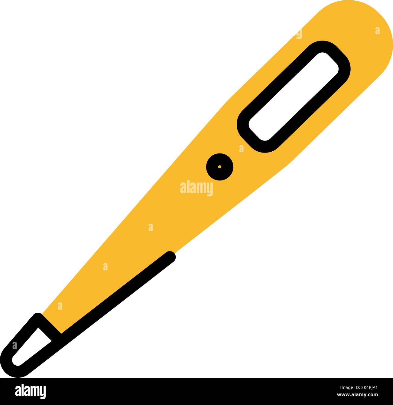 Yellow thermometer, illustration, vector on a white background. Stock Vector
