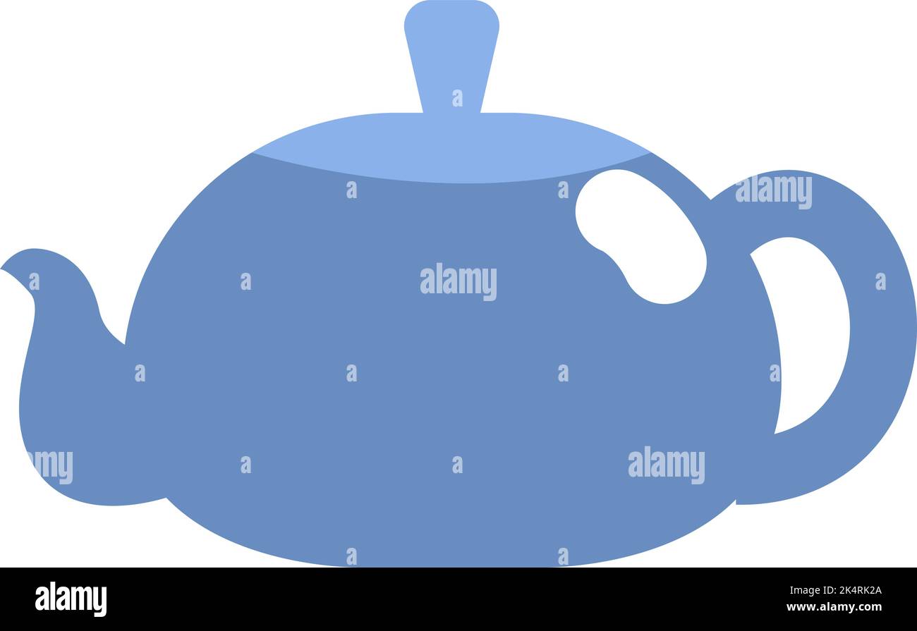 Blue coffee pot, illustration, vector on a white background. Stock Vector