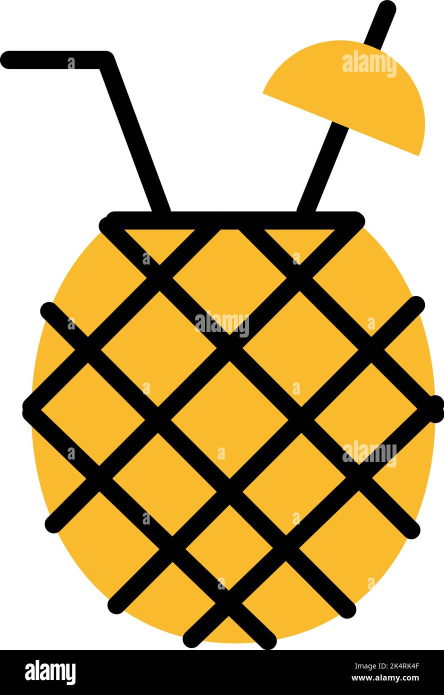Pineapple juice, illustration, vector on a white background. Stock Vector