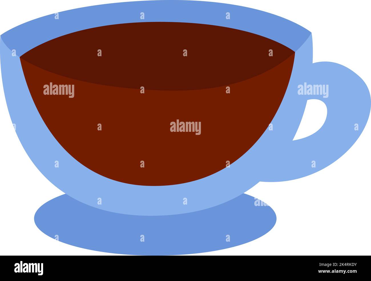 Hot black coffee in glass cup, illustration, vector on a white background. Stock Vector