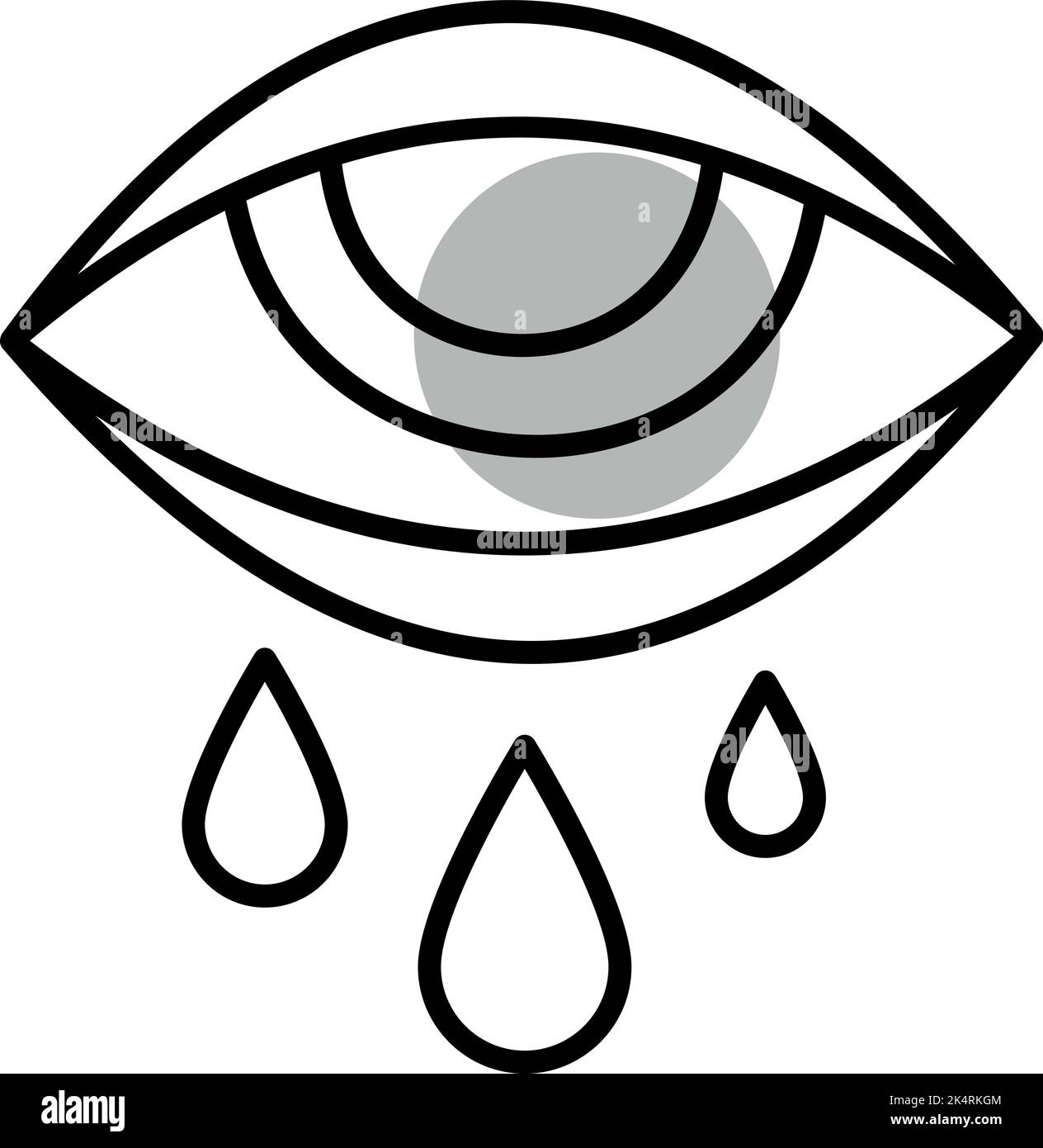 Crying eye, illustration, vector on a white background. Stock Vector