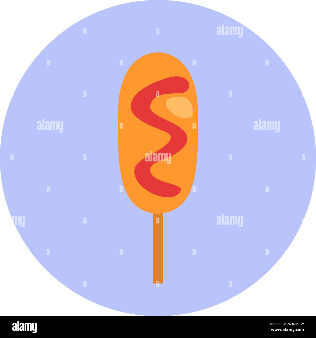 Sausage in dough, illustration, vector on a white background. Stock Vector