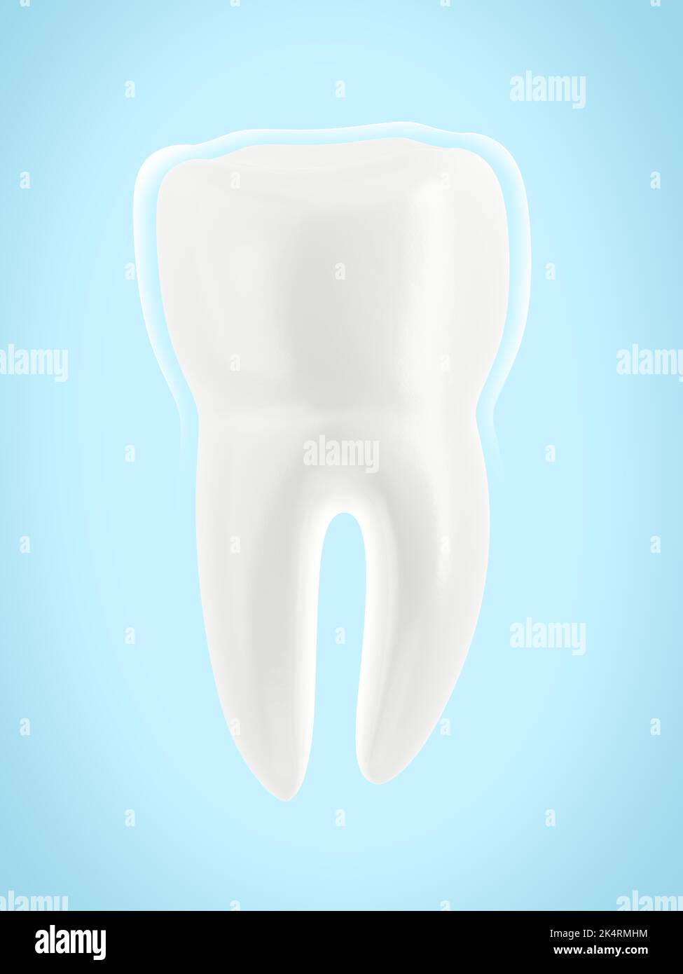 Tooth protection. Healthy teeth. Oral hygiene. Blue background. 3d illustration. Stock Photo