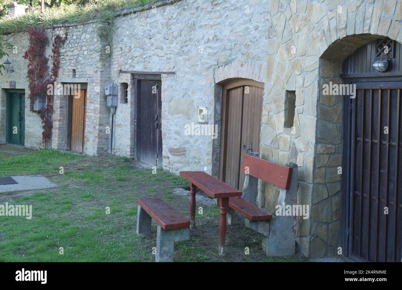 Wine cellars at Balatonfokajar, Veszprem County, Hungary Stock Photo