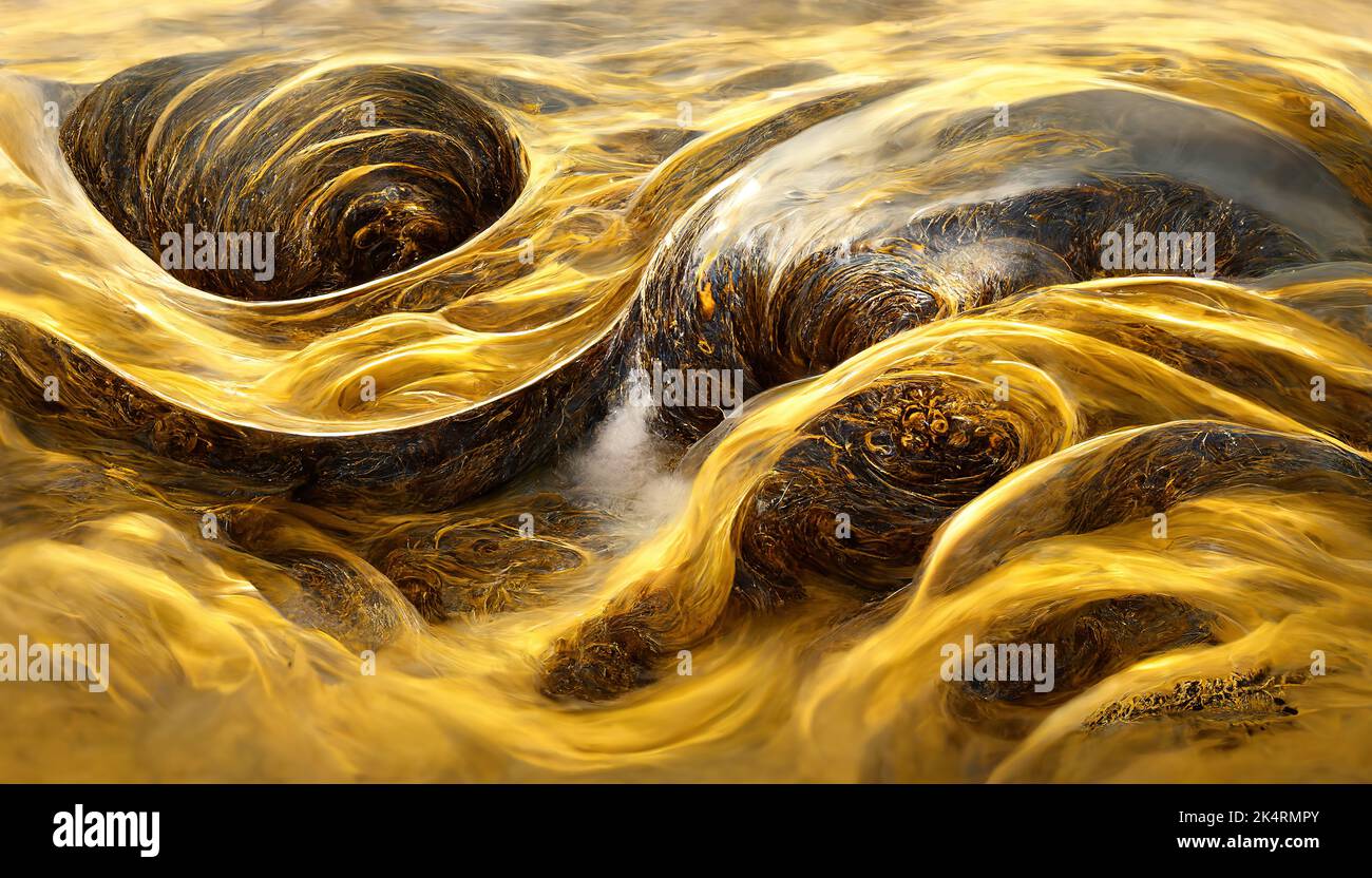 Abstract background with yellow neon light waves pattern. 3D style ...