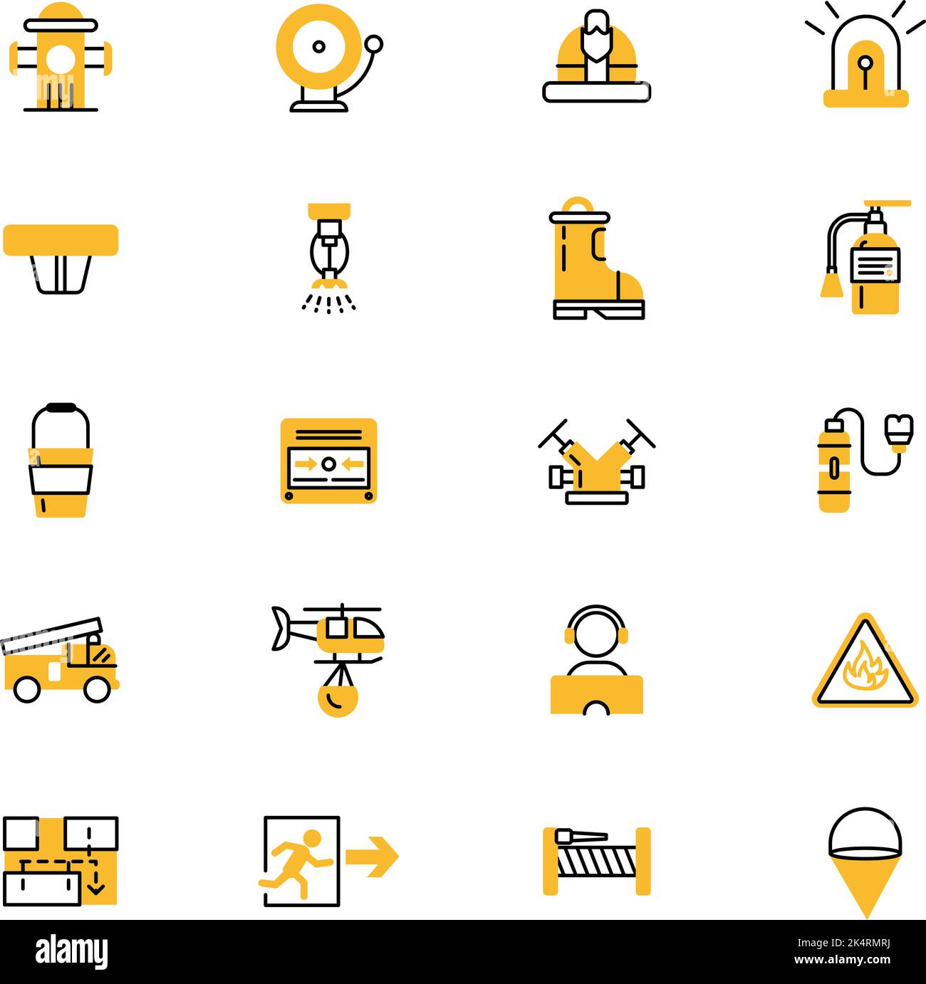 Firefighter protection, illustration, vector on a white background. Stock Vector