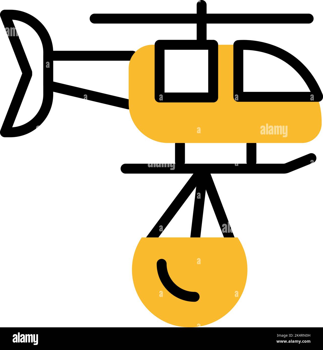 Firefighter helicopter , illustration, vector on a white background. Stock Vector