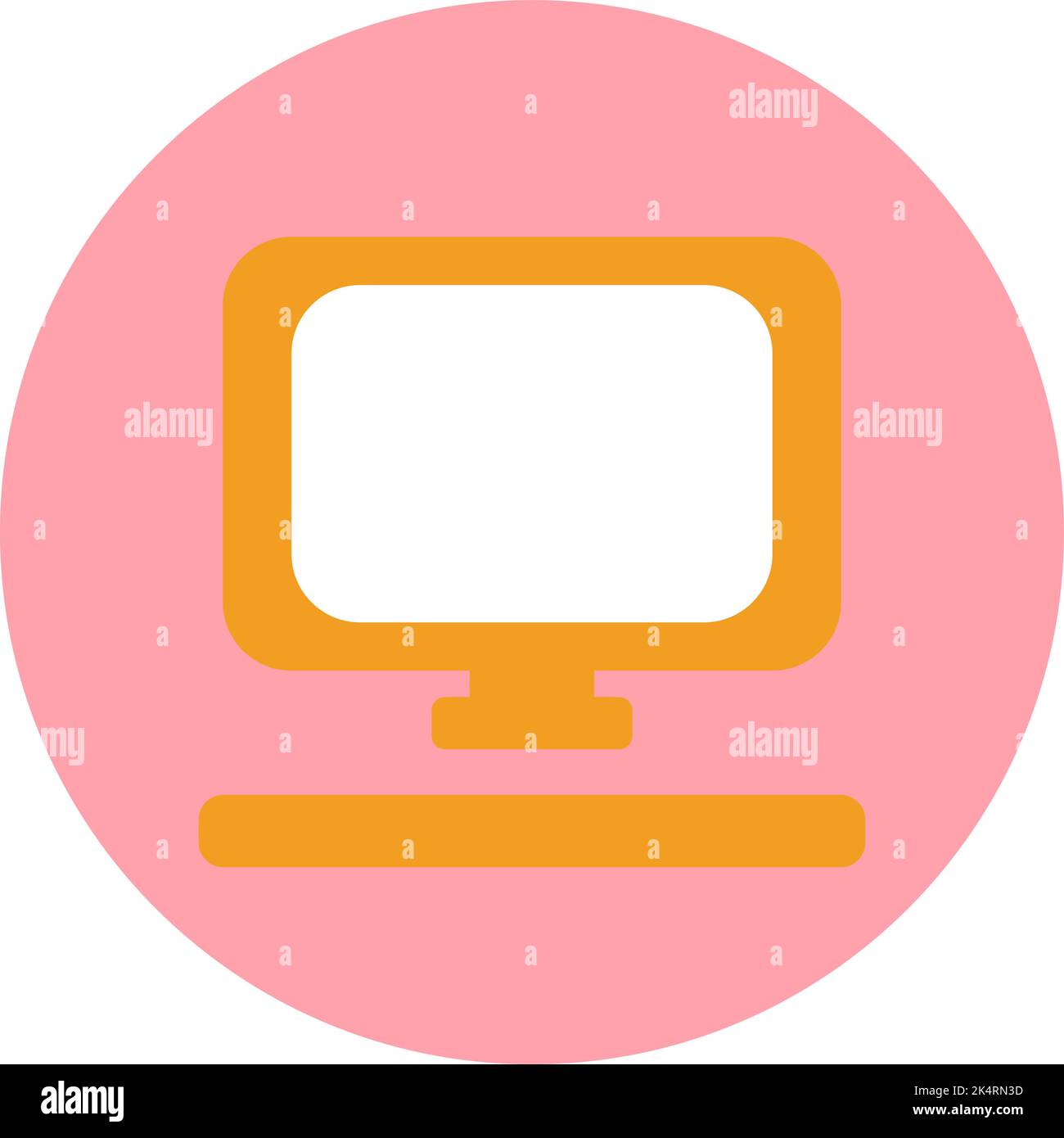 Yellow computer, illustration, vector on a white background. Stock Vector