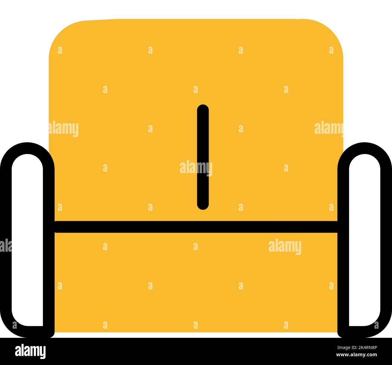 Yellow sofa chair, illustration, vector on a white background. Stock Vector