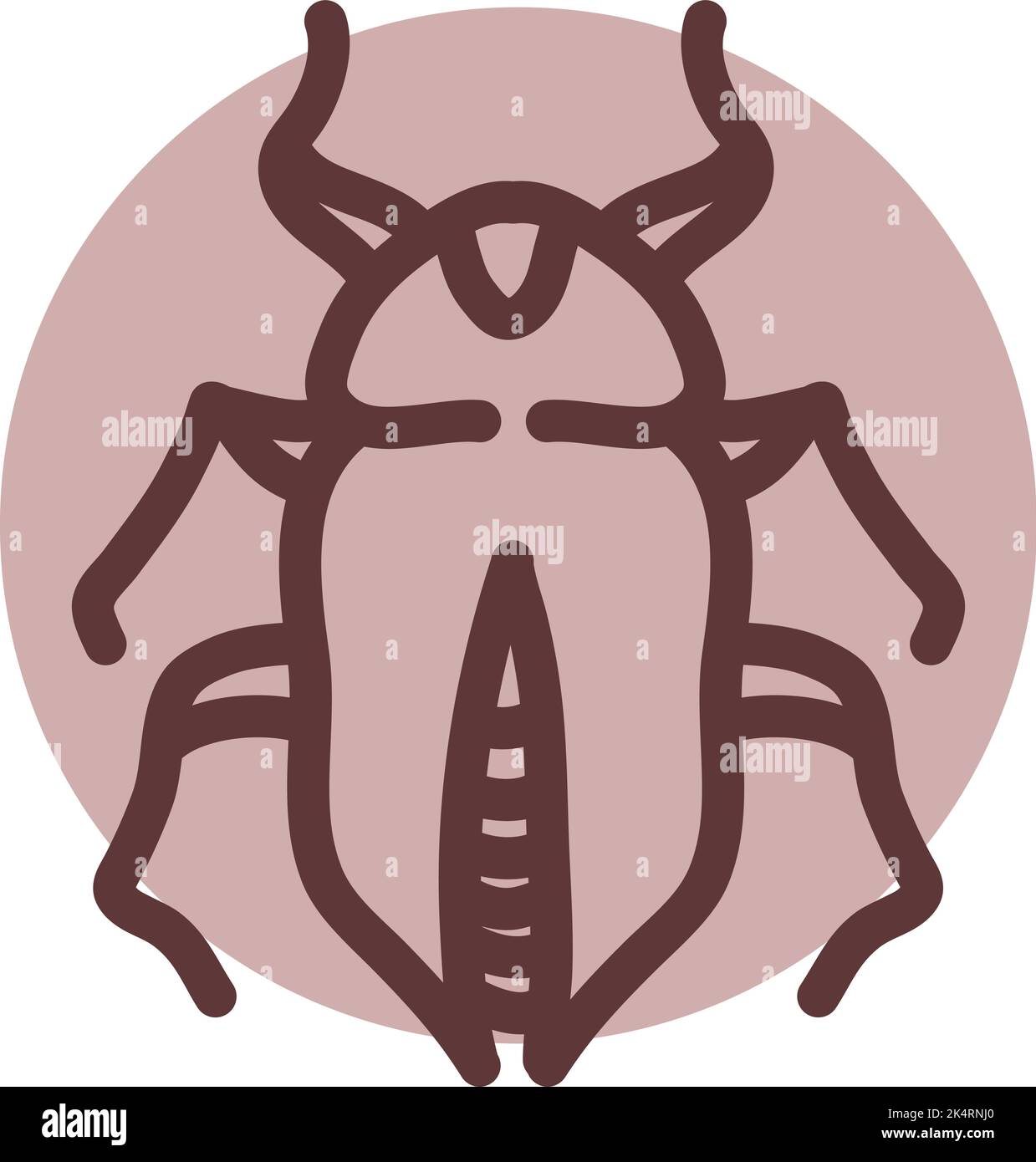 Brown beetle bug, illustration, vector on a white background. Stock Vector