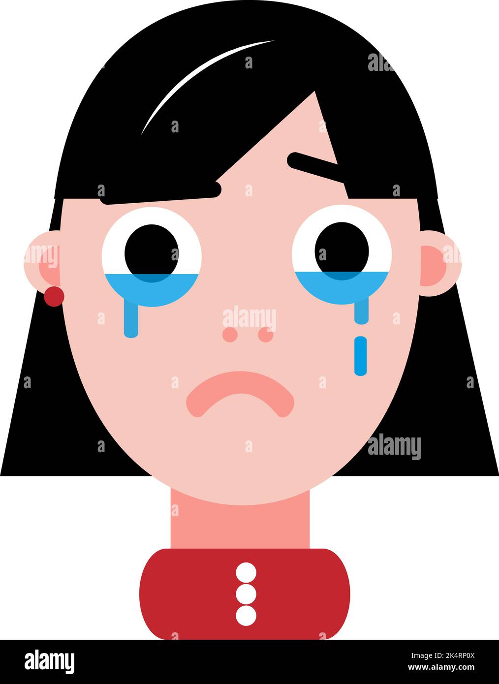 Crying girl, illustration, vector on a white background. Stock Vector