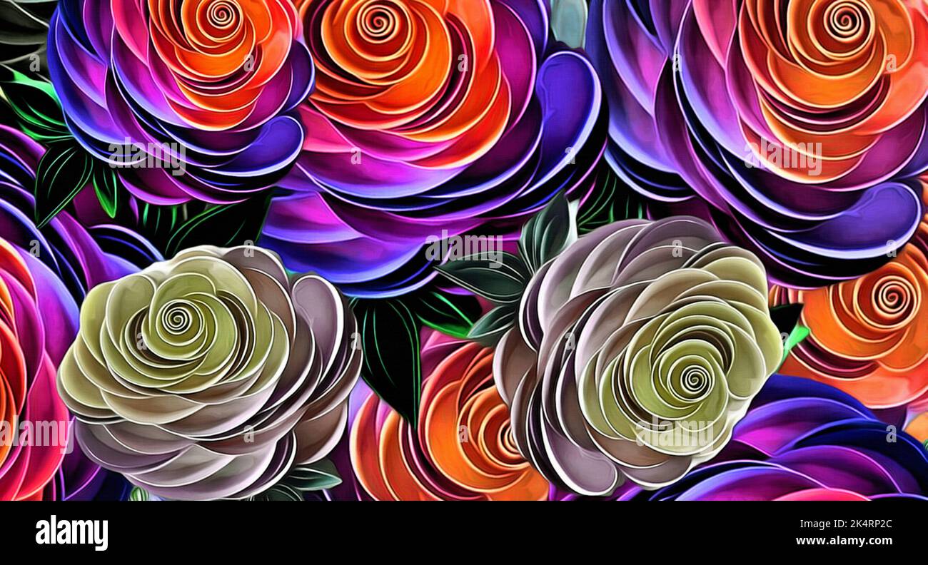 Computer graphics of abstract floral psychedelic background stylization ...