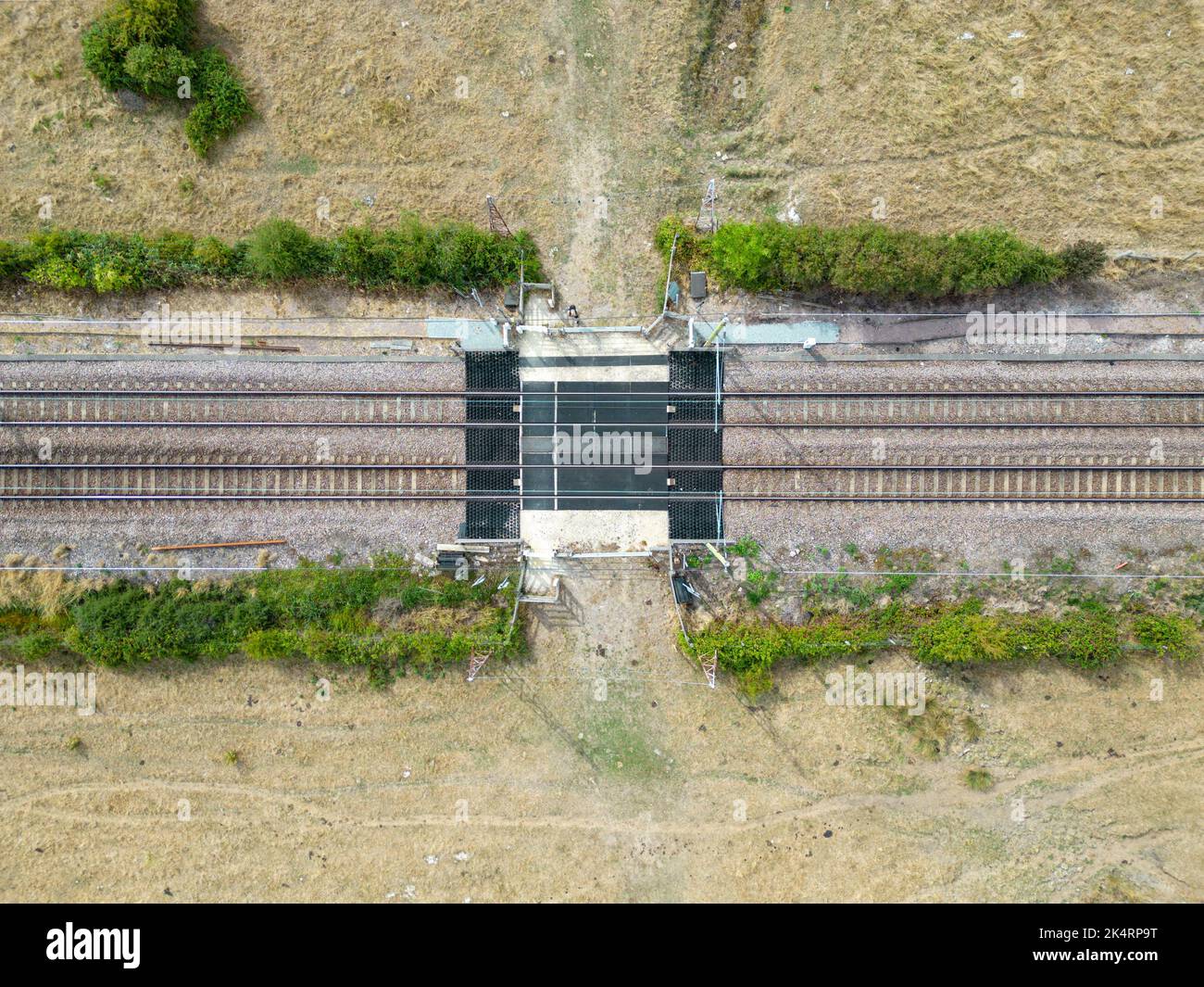 Aerial view of Railway Track Crossing Stock Photo Alamy