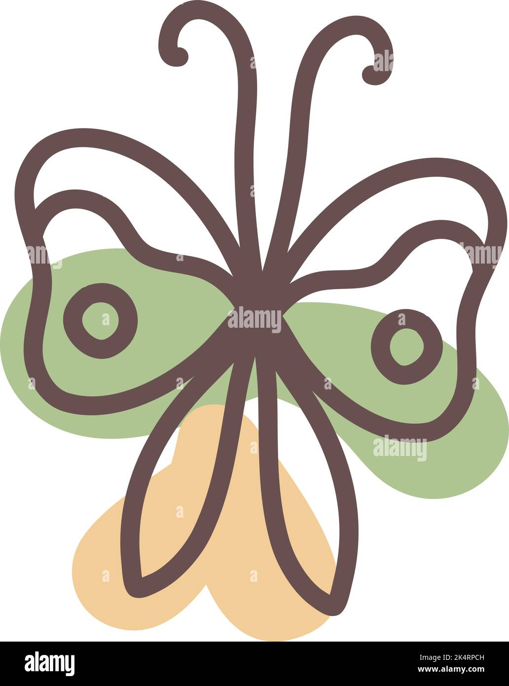 Brown butterfly, illustration, vector on a white background Stock