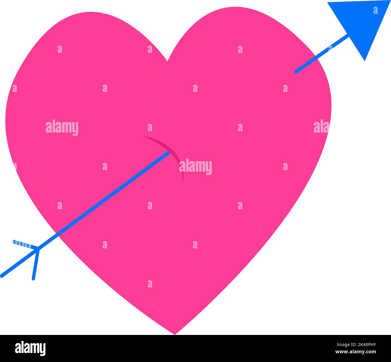 Heart with arrow, illustration, vector on a white background Stock ...