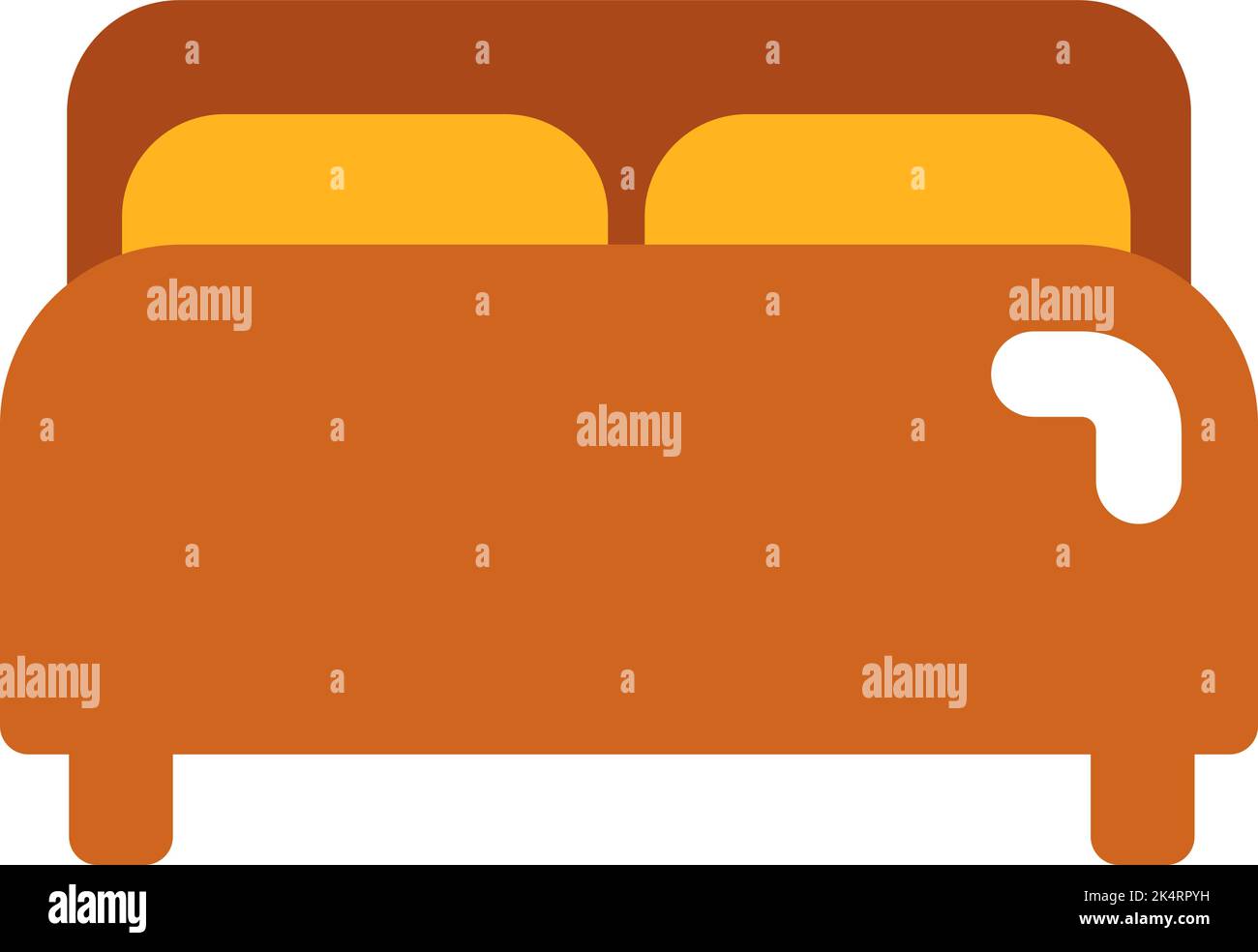 Comfortable double sized bed, illustration, vector on a white background. Stock Vector
