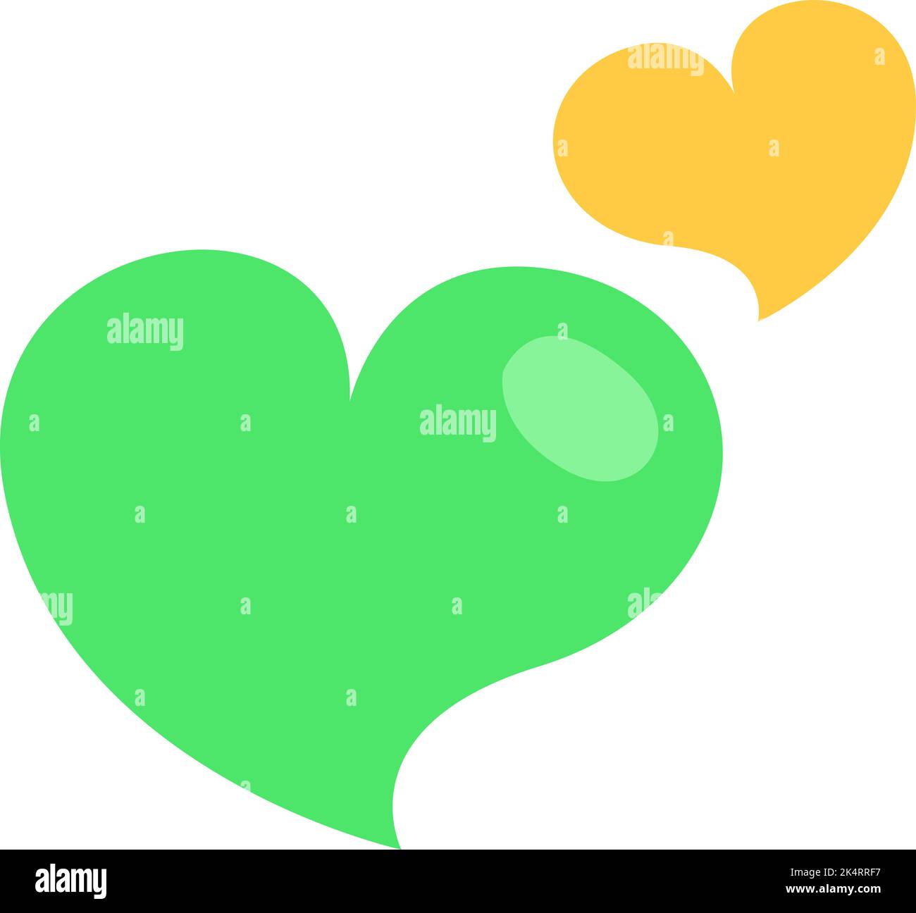 Green and yellow hearts, illustration, vector on a white background. Stock Vector