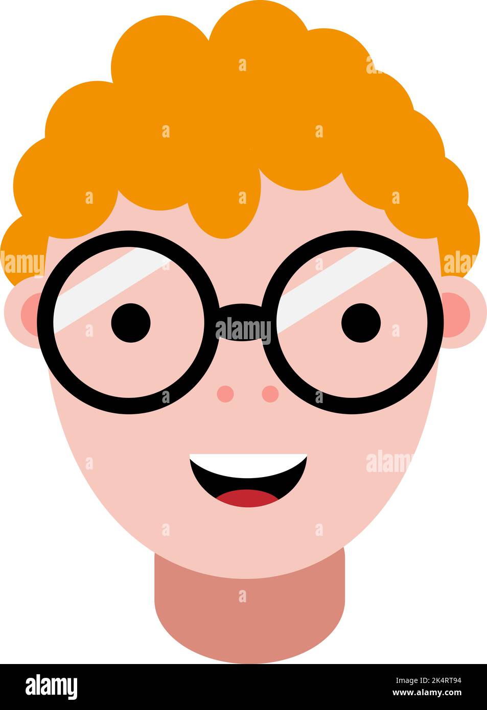 Ginger haired boy glasses, illustration, vector on a white background. Stock Vector
