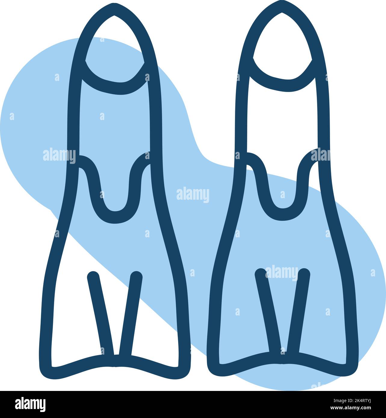 Swimming fins, illustration, vector on a white background Stock Vector