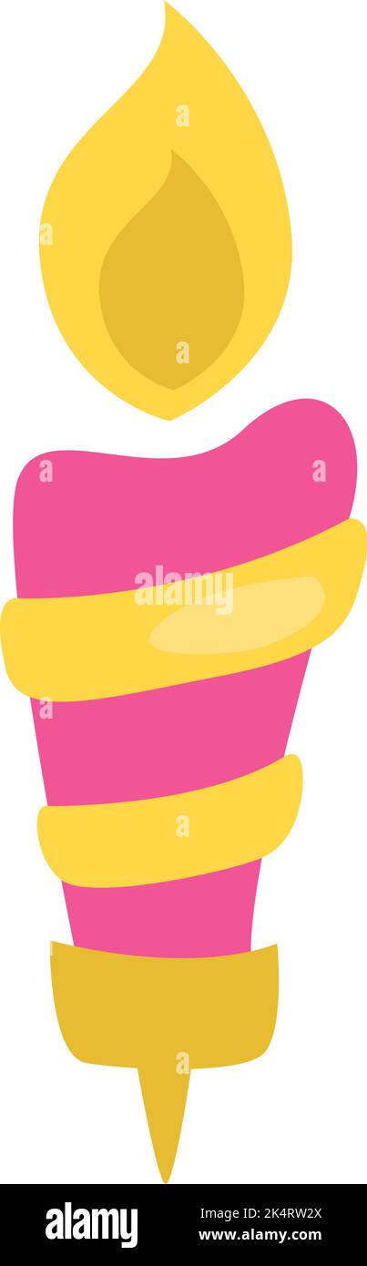 Pink candle, illustration, vector on a white background. Stock Vector