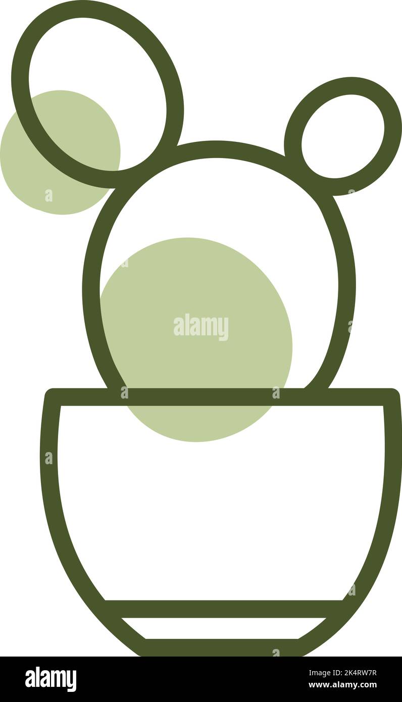 Bunny ears cacti in pot, illustration, vector on a white background. Stock Vector