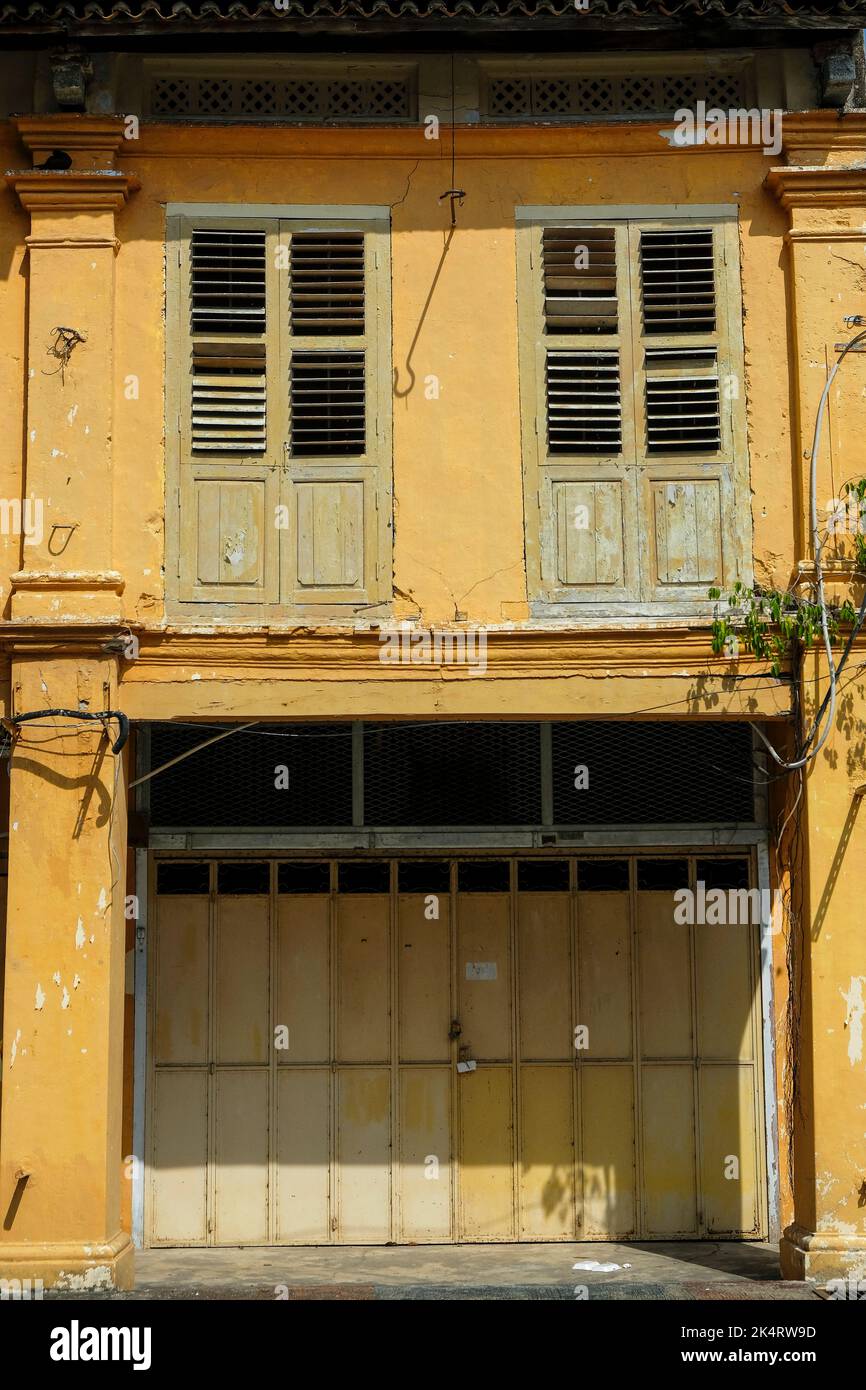Detail of the facade of a traditional house in Pekan., Malaysia. Stock Photo