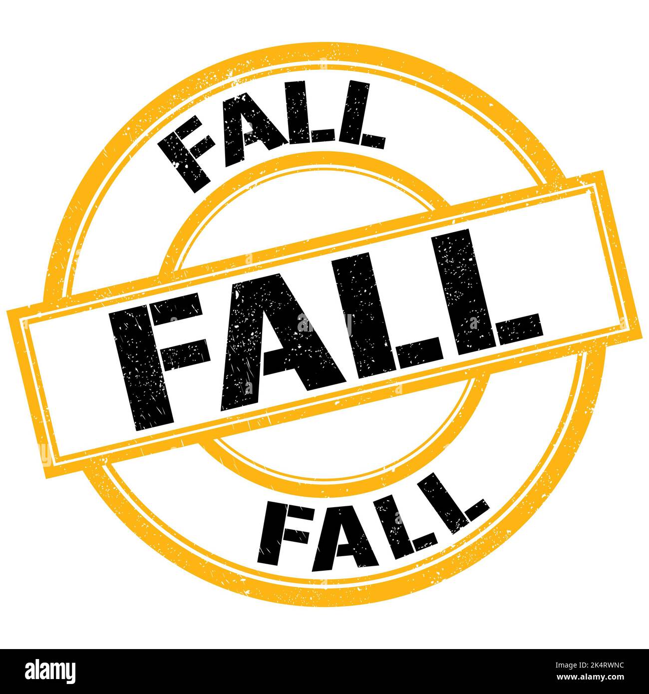 FALL text written on yellow-black round stamp sign Stock Photo - Alamy