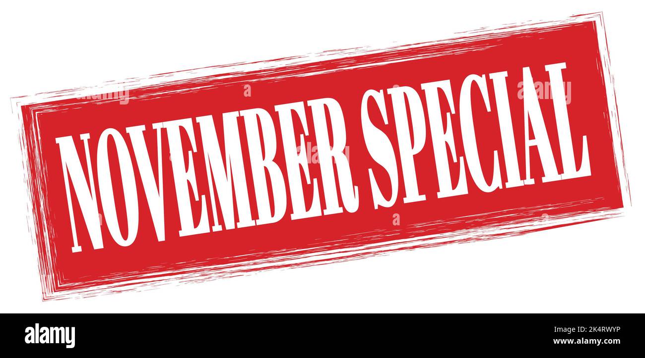 November Rectangle NOVEMBER SPECIAL text written on red rectangle stamp sign Stock Photo ...