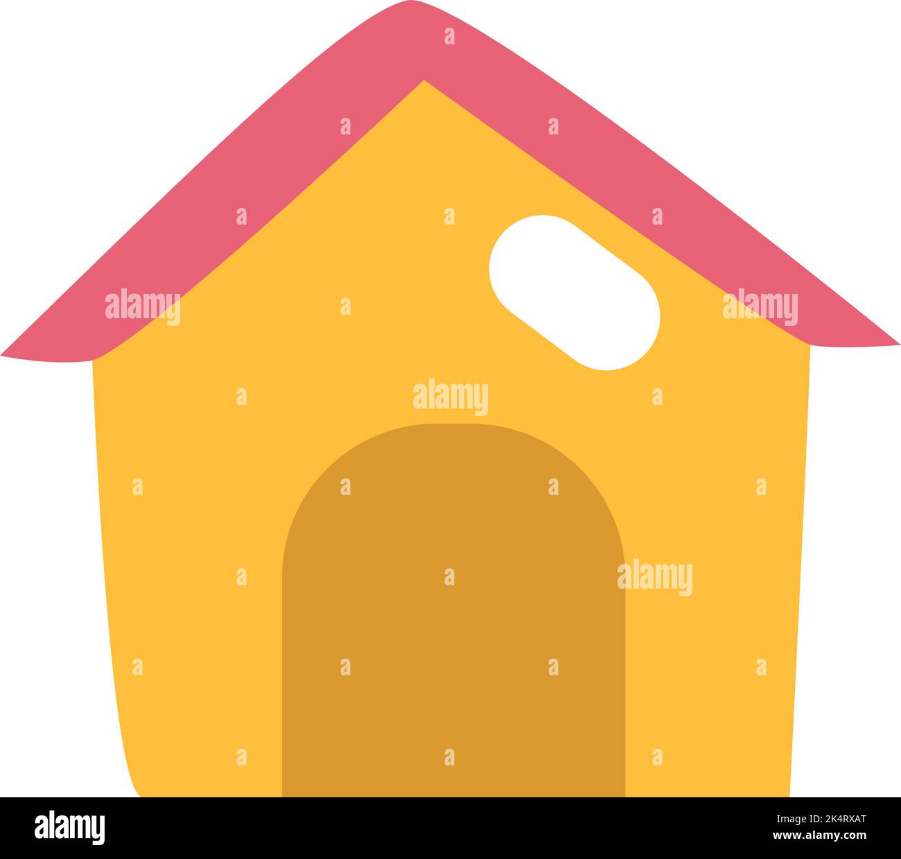 Yellow dog house, illustration, vector on a white background Stock