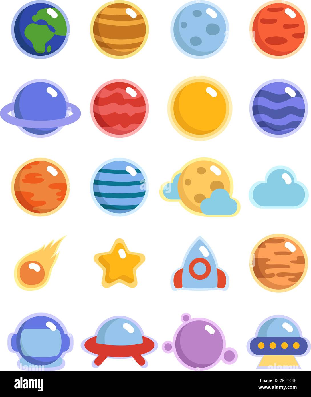 Planets in space, illustration, vector on a white background. Stock Vector