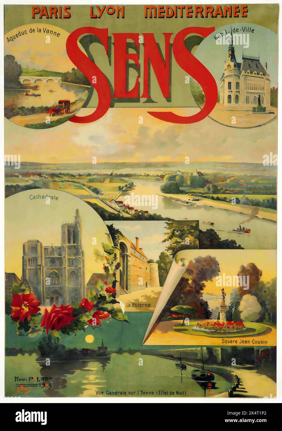 Vintager Travel Poster - HENRI POLART (XXTH CENTURY FRENCH SCHOOL) SENS, PLM poster 1905 Stock Photo