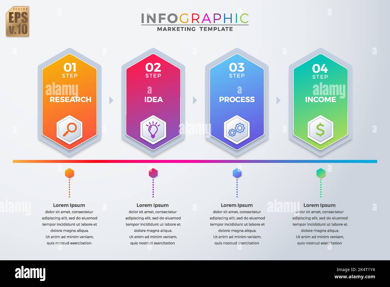 Infographic VECTOR business design hexagon icons colorful template. 4 ...