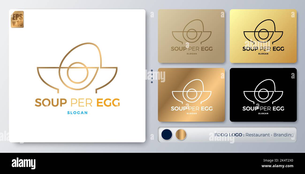 Soup per Egg illustration Logo design isoleted. Blank name for insert your Branding. Designed with examples for all kinds of applications. You can use Stock Vector