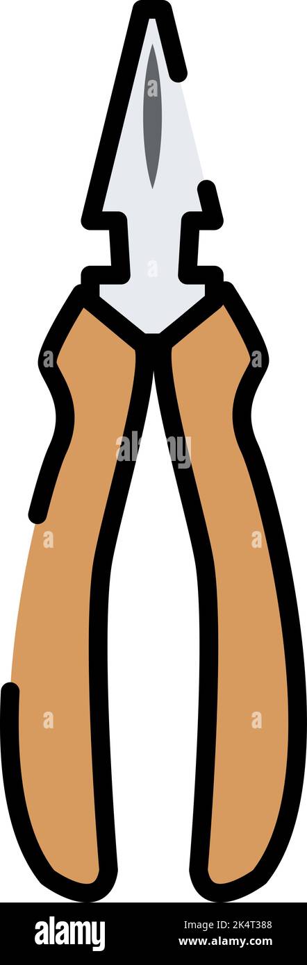 Plier tool, illustration, vector on a white background. Stock Vector