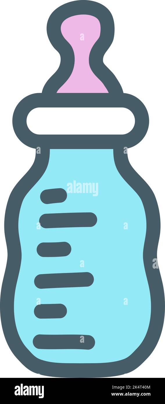 Baby bottle, illustration, vector on a white background. Stock Vector