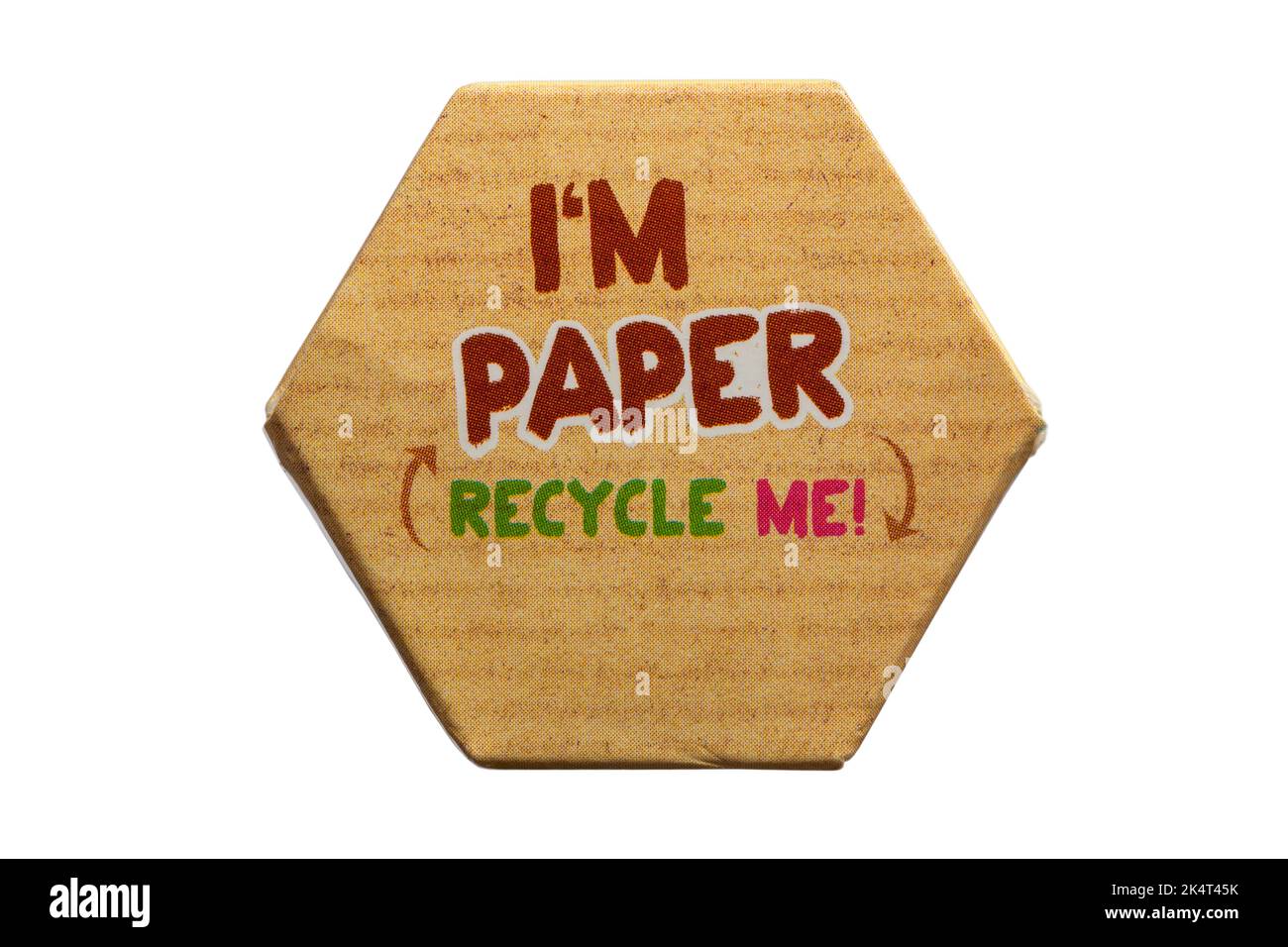 I'm paper recycle me on end of paper recyclable tube of White Chocolate