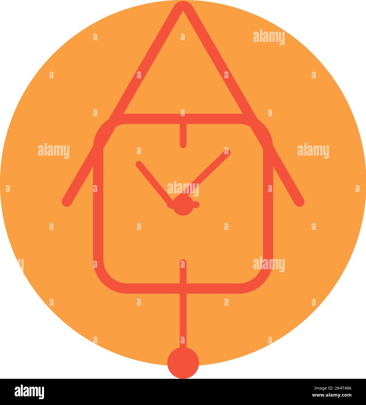 Orange clock, illustration, vector on a white background. Stock Vector