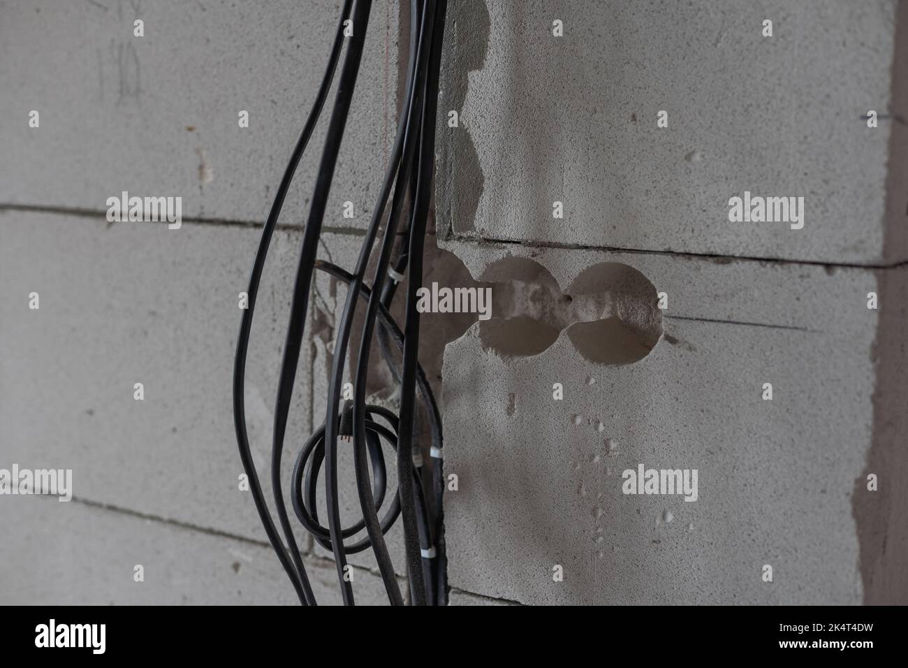 Electrical wiring work of housing construction Stock Photo Alamy