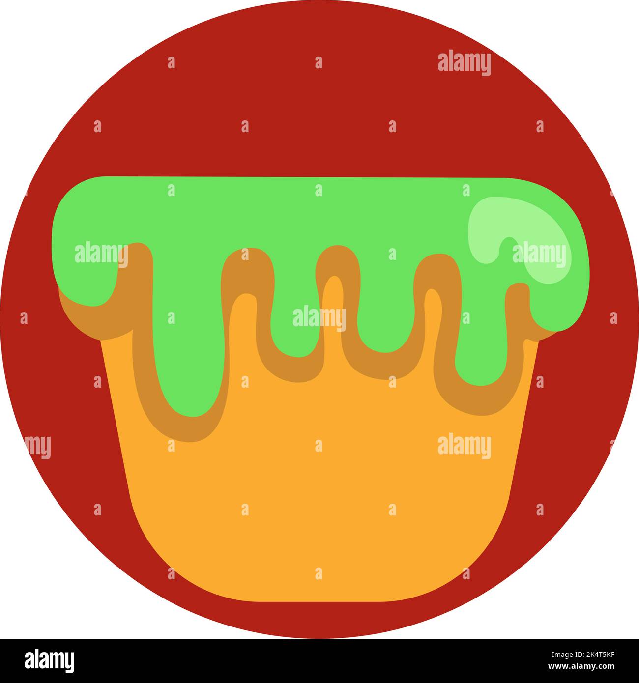 Delicious green cupcake, illustration, vector on a white background. Stock Vector