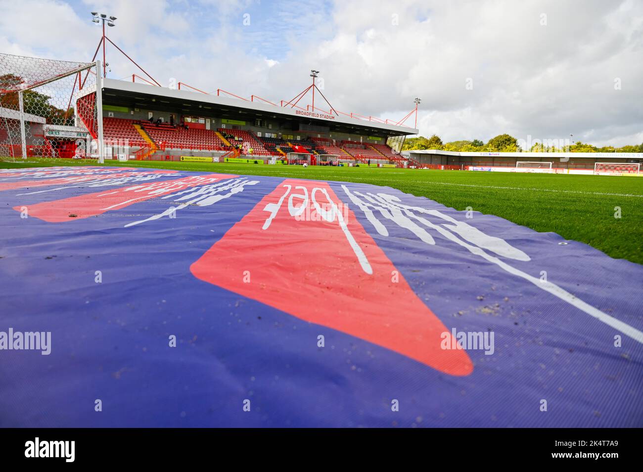 Stadium view before  the Sky Bet EFL League Two match between Crawley Town and Stevenage at the Broadfield Stadium  , Crawley ,  UK - 1st October 2022 Editorial use only. No merchandising. For Football images FA and Premier League restrictions apply inc. no internet/mobile usage without FAPL license - for details contact Football Dataco Stock Photo