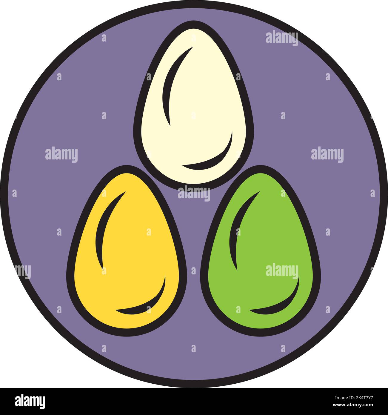 Three easter eggs, illustration, vector on a white background. Stock Vector