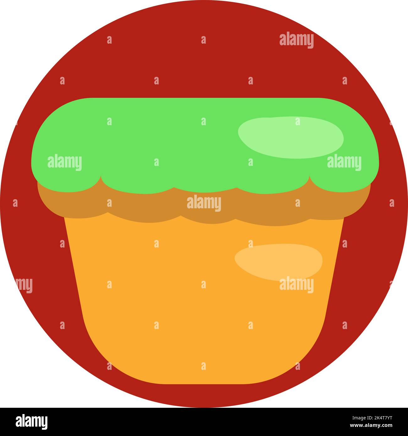 Green cupcake, illustration, vector on a white background. Stock Vector