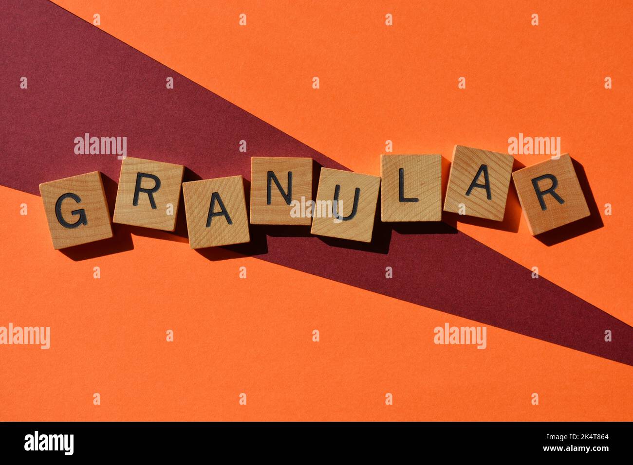 Granular, word inn wooden alphabet letters, business jargon meaning all about the details, as in how the smaller issues make the bigger picture Stock Photo